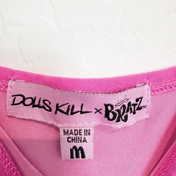 Dolls Kill x Bratz Got Bratitude 90s Strap Lettuce Mini Slip Dress Pink Medium - Picture 5 of 8